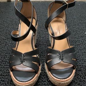 Black, strappy , Banana Republic, wedge sandal ( size 6).